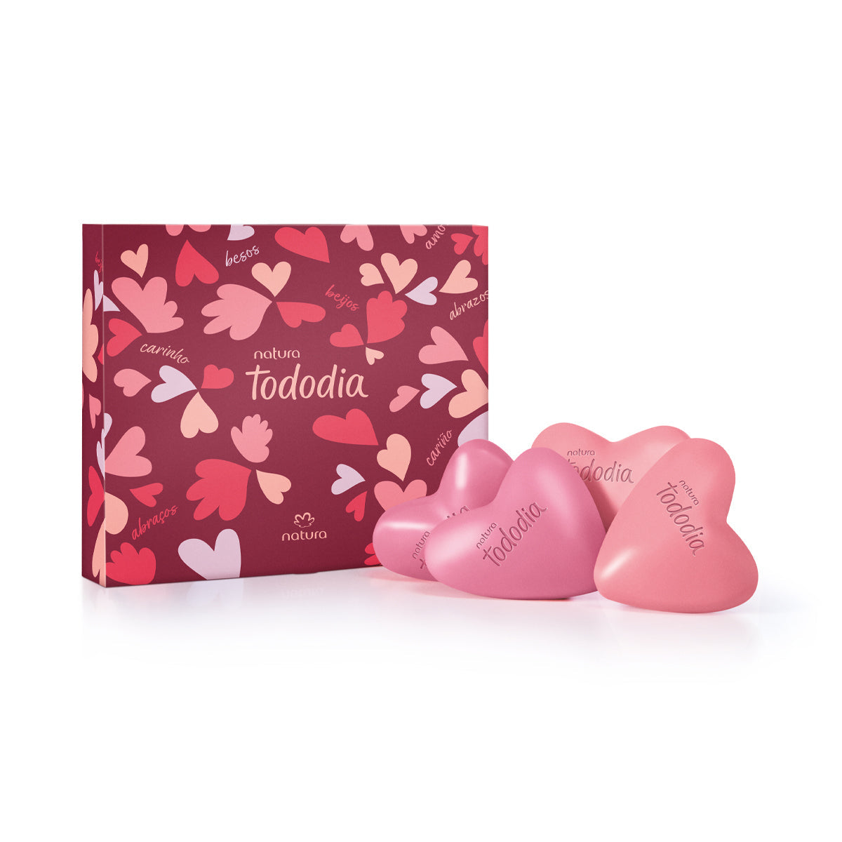 Kit Natura Tododia Sabonetes Rosas com Formato de Corações (4 barras)
